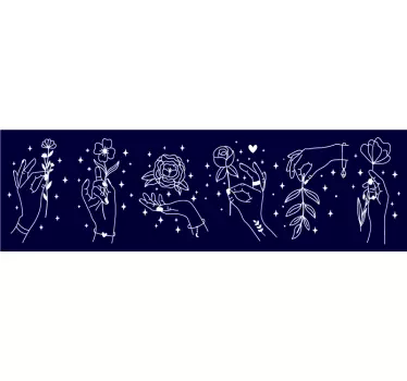 αυτοκόλλητο χέρια με λουλούδια handdrawn περίγραμμα - TenStickers