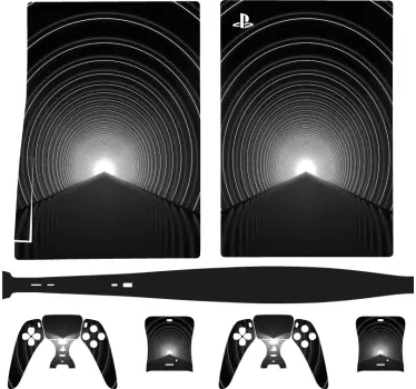 μαύρο και άσπρο στρογγυλή σήραγγα playstation 5 αυτοκόλλητα - TenStickers