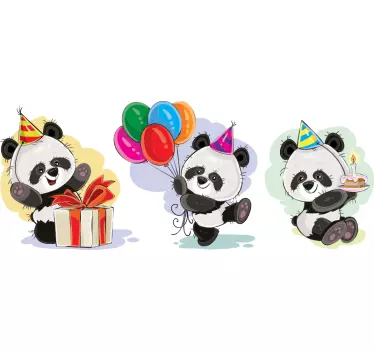 γιορτή γενεθλίων panda εικόνα τέχνη τοίχου - TenStickers