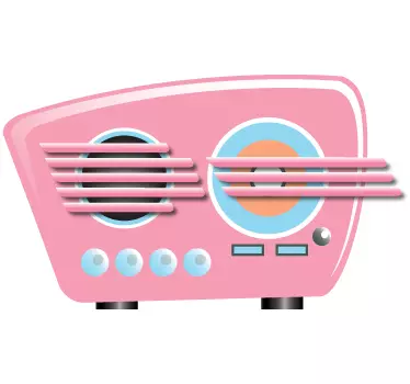 ροζ vintage ραδιόφωνο διακοσμητικό αυτοκόλλητο - TenStickers