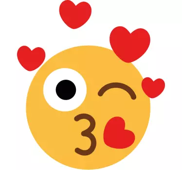 Emoji που στέλνει φιλιά σε καρδιές ταπετσαρία - TenStickers
