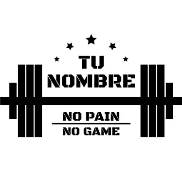 No pain no game customize γυμναστήριο όνομα τοίχου διακόσμηση - TenStickers