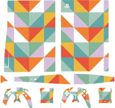 πολύχρωμα τετράγωνα μοτίβο playstation 5 decal - TenStickers