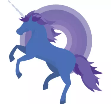 μπλε και μοβ μονόκερος εικόνα τέχνη τοίχου - TenStickers