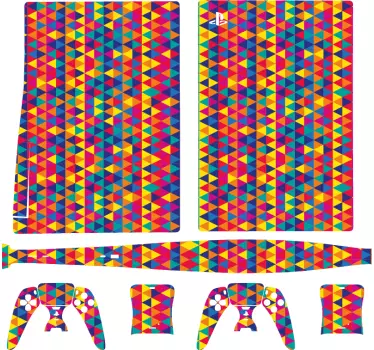 πολύχρωμα τρίγωνα μοτίβο playstation 5 αυτοκόλλητα - TenStickers