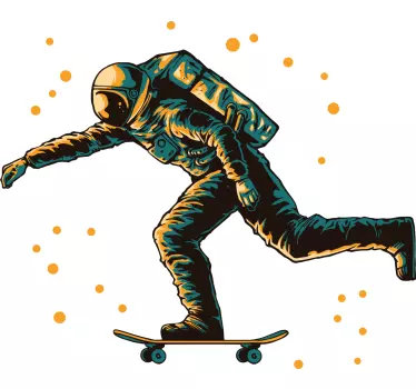 αυτοκόλλητο κρεβατοκάμαρα αστροναύτη με skateboarding - TenStickers