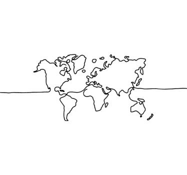 αυτοκόλλητο τοίχου παγκόσμιου χάρτη line art - TenStickers