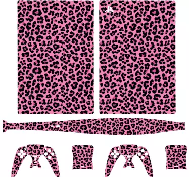 αυτοκόλλητο Ps5 ροζ animal print μοτίβο - TenStickers