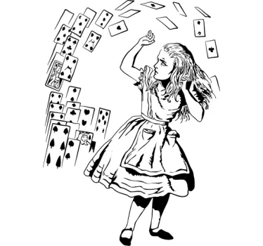 Alice in wonderland κάρτες decal - TenStickers