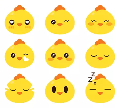 Σετ αυτοκόλλητων ζώων κοτόπουλου emoji - TenStickers