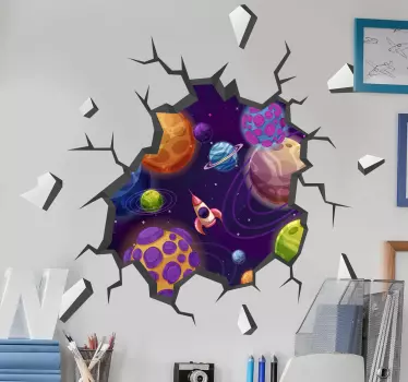 Αυτοκόλλητο 3d πλανήτες χώρο - TenStickers