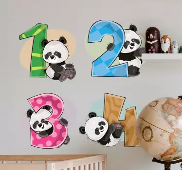 Αυτοκόλλητο με 4 εκπαιδευτικά panda - TenStickers