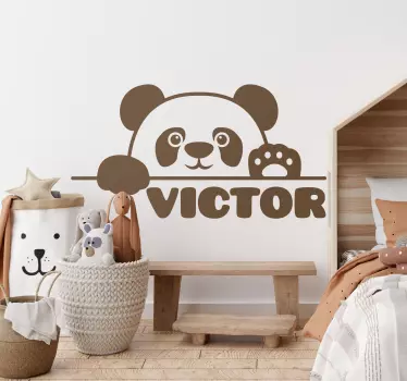 αυτοκόλλητο με παιδικό panda με όνομα μωρού - TenStickers