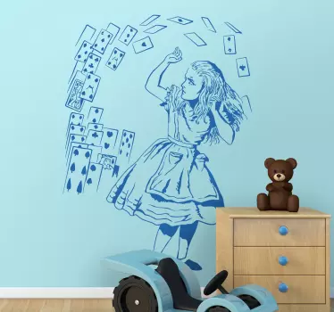 Alice in wonderland κάρτες decal - TenStickers