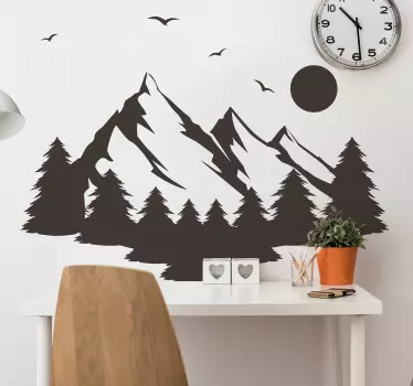 αλπικό καλοκαίρι σιλουέτα φύση τοίχο decal - TenStickers