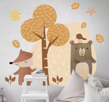 ζώα και δέντρο εικόνα wall art decal - TenStickers