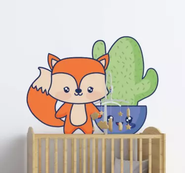 Dime wall cactus και αλεπού κινουμένων σχεδίων - TenStickers