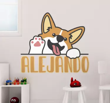 Anime corgi κυματίζοντας εικαστικά - TenStickers