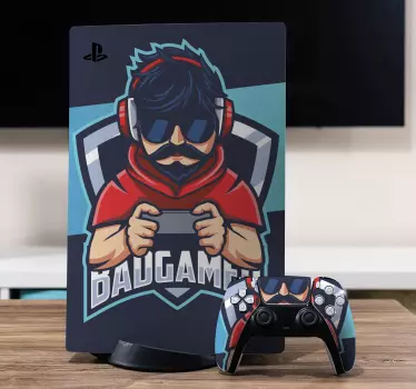 Bad gamer man μασκότ playstation decal - TenStickers