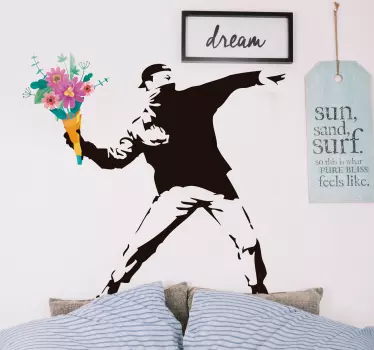 Banksy revolution λουλούδια βινυλίου wall art decal - TenStickers