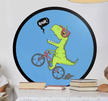 ποδηλάτης δεινόσαυρος δράκος τοίχου decal - TenStickers