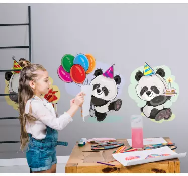 γιορτή γενεθλίων panda εικόνα τέχνη τοίχου - TenStickers