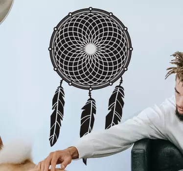 αυτοκόλλητο τοίχου μαύρο εθνοτικό dreamcatcher - TenStickers