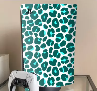 μπλε και μαύρο νέον λεοπάρ μοτίβο δέρματος playstation 5 decal - TenStickers