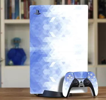 μπλε και άσπρο αφηρημένο playstation 5 decal - TenStickers
