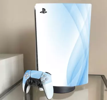 μπλε και άσπρα κύματα αφηρημένα ps5 decal - TenStickers