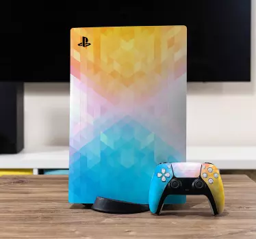 μπλε και κίτρινα τετράγωνα playstation 5 decal - TenStickers