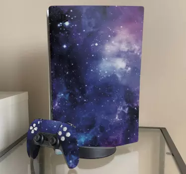 αυτοκόλλητο μπλε μωβ γαλαξίας playstation 5 - TenStickers