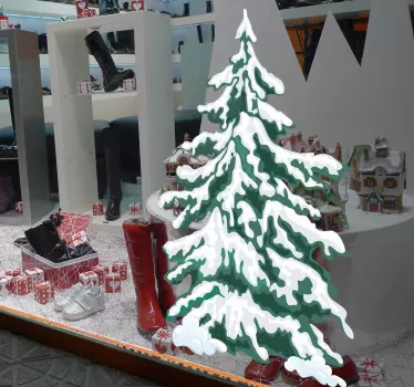 αυτοκόλλητο χριστουγεννιάτικο δέντρο με χιόνι τοίχο - TenStickers