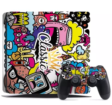 κλασικό σχέδιο γκράφιτι playstation 4 αυτοκόλλητα - TenStickers