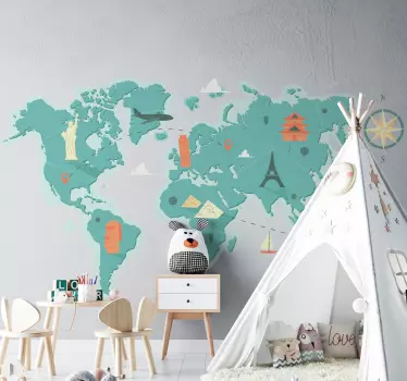 αυτοκόλλητο τοίχου cliché world map - TenStickers