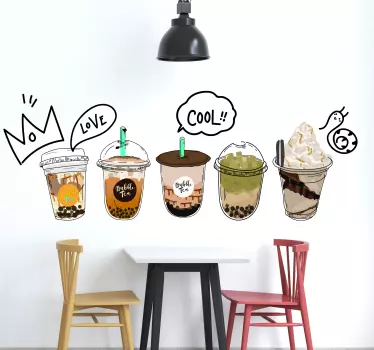 συλλογή φούσκα τσάι μαργαριτάρι γάλακτος τοίχο - TenStickers