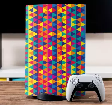 πολύχρωμα τρίγωνα μοτίβο playstation 5 αυτοκόλλητα - TenStickers