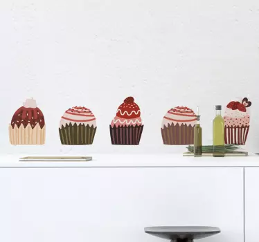 Decal περίγραμμα cupcakes - TenStickers