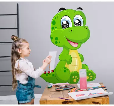 χαριτωμένο μικρό πράσινο δράκο τοίχο - TenStickers