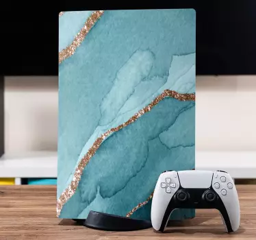 κυανό και χρυσό μάρμαρο εμφάνιση playstation 5 decal - TenStickers