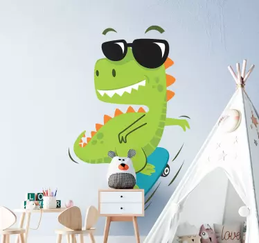 αυτοκόλλητο dino με γυαλιά σε τοίχο - TenStickers
