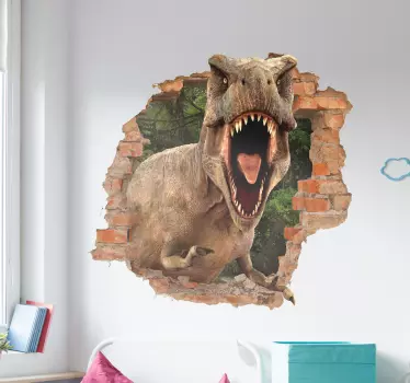 δεινόσαυρος trompe l'oeil wall decal - TenStickers