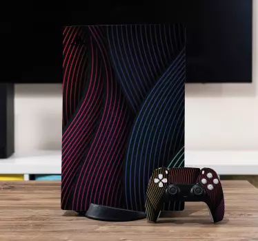 δυναμική κυματιστή γραμμή πολύχρωμο φόντο playstation 5 αυτοκόλλη - TenStickers