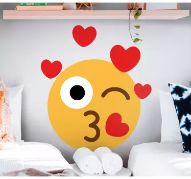 Emoji που στέλνει φιλιά σε καρδιές ταπετσαρία - TenStickers