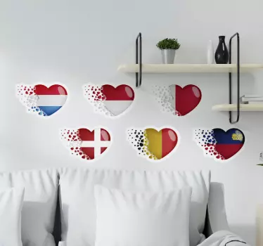 ευρωπαϊκές σημαίες καρδιές σημαία decal - TenStickers
