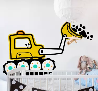 εκσκαφέας απλό γελοιογραφία κίτρινο και μαύρο παιχνίδι decal - TenStickers