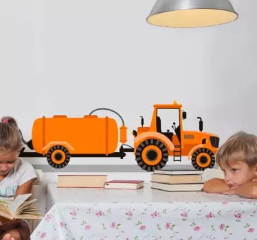αγρότης στο όργωμα τρακτέρ παιχνίδι decal - TenStickers