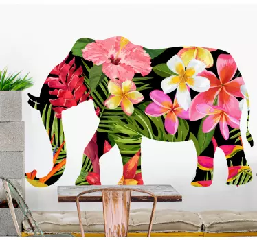 αυτοκόλλητο με floral ελέφαντα άγριων ζώων - TenStickers