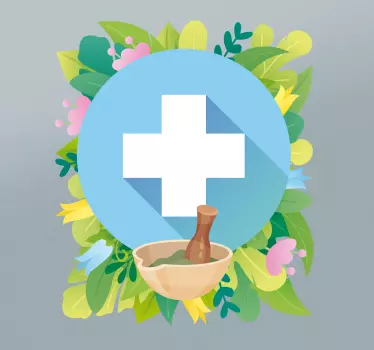 Floral φαρμακείο σταυρό παράθυρο - TenStickers