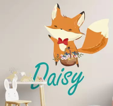 αλεπού με όνομα και καλάθι εικόνα wall art - TenStickers